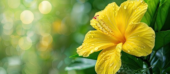 Aufkleber - Yellow Hibiscus bloom with available copy space image