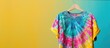 © HN Works - A tie dye cropped top displayed on a hanger isolated representing a women s look in a minimalistic trendy style with a fashion concept pattern for a collage sale clothes banner featuring copy space im