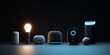 © Valerii Dekhtiarenko - Collection of sleek modern smart home devices with ambient lighting, showcasing advanced technology and minimalistic design in a dark, futuristic setting.