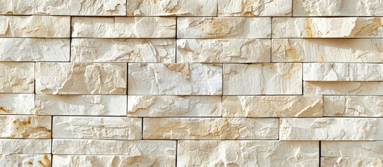 Wall Mural - Light beige stone wall with a background of a light brick texture perfect for a copy space image