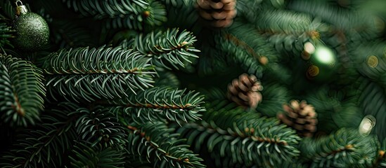 Fototapete - High quality photo of a Christmas tree background with space for text or graphics. Creative banner. Copyspace image