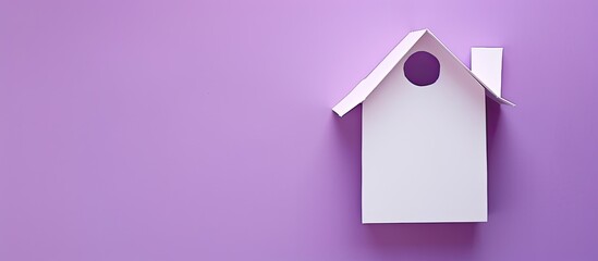 Aufkleber - Top view of a paper house set against a purple background with copy space image