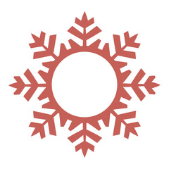 Poster - A red snowflake-shaped frame with a circular opening in the center