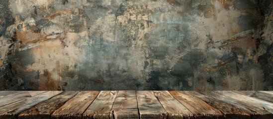Aufkleber - Product display template featuring a weathered table top set against a rustic wooden background ideal for showcasing items with copy space image