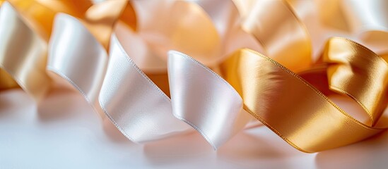 Aufkleber - Isolated satin ribbon rolls on a white background with copy space image