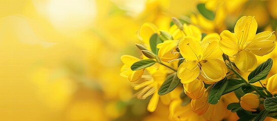 Poster - Yellow flowers close up with copy space image available