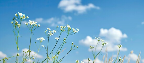 Poster - Shepherd s purse against a plain sky providing copy space image