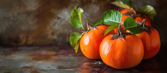 Aufkleber - Persimmons are a nutritious tropical fruit that can be a healthy addition to any meal ideal for photography with copy space image