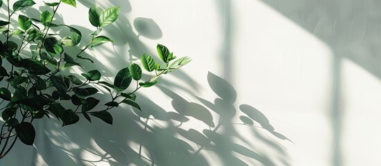 Aufkleber - Copy space image featuring a plant s shadow cast on a bright wall ideal for adding text