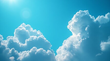 Poster - Beautiful blue sky with strange shape of clouds in the morning or evening is used as natural background texture in decorative art work : Generative AI