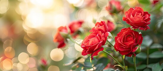 Aufkleber - Vibrant red roses blooming beautifully in a copy space image
