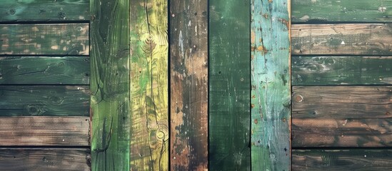 Aufkleber - Wooden background with green and brown tones ideal for copy space image