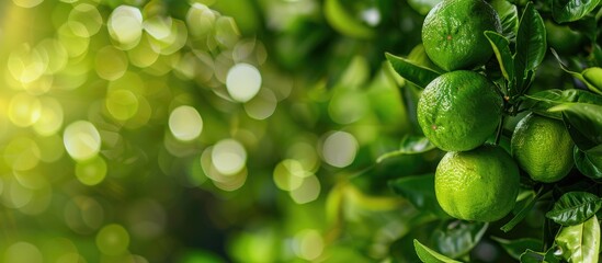 Poster - Tree with lime green fruits and copy space image