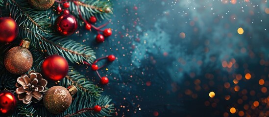 Poster - Festive holiday backdrop with copy space image for Christmas and New Year celebrations