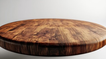 Wall Mural - Empty beautiful round wood table on white background : Generative AI