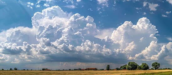 Poster - Summer afternoon sky with soft cumulus and altocumulus clouds ideal for copy space image