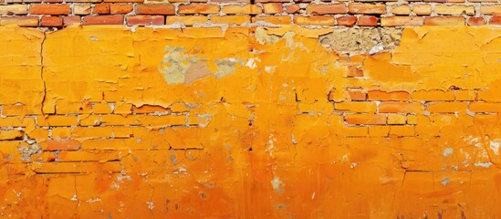 Fototapete - Background of a textured orange brick wall with copy space image