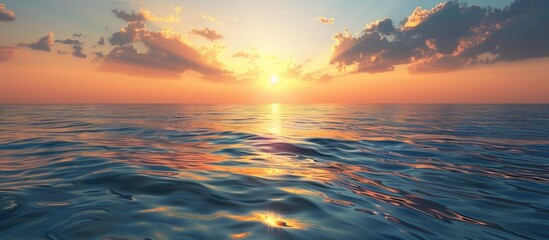 Poster - Sunset over the ocean with a breathtaking view and a serene atmosphere ideal for a copy space image