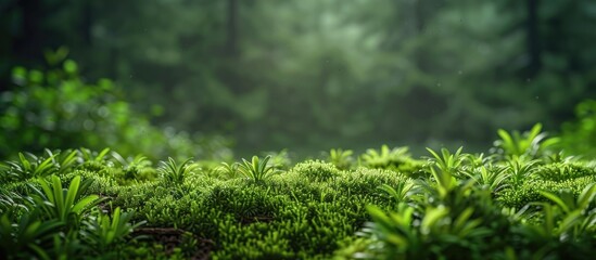 Wall Mural - green moss creating a natural backdrop with copy space image