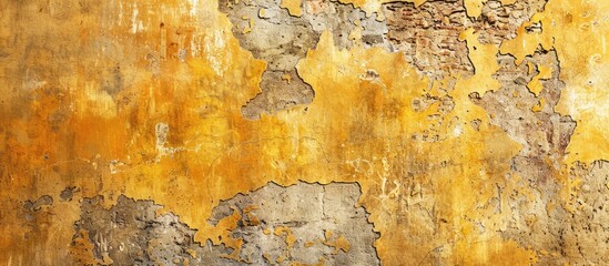 Poster - Yellow and brown textured ancient wall with copy space image