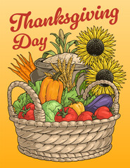 Poster - Happy Thanksgiving colorful vintage flyer