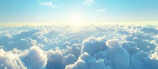 Aufkleber - A scenic view of the sky at sunrise with fluffy white clouds and a vast expanse of blue perfect for a copy space image