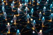 © Olsek - Futuristic visualization of a digital network with human-like figures. Glowing connections represent data flow. Conceptual image for AI, technology. Abstract style, vibrant colors, high tech. AI