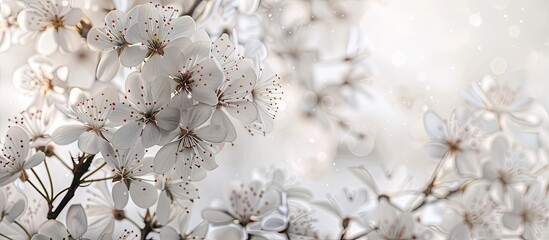 Aufkleber - Close up of blossoming wild fruit tree flowers an exquisite white floral display marking the onset of spring with a clear copy space image