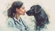 © Orly - A compassionate veterinarian interacts closely with a lovable dog, showcasing the bond between humans and animals.