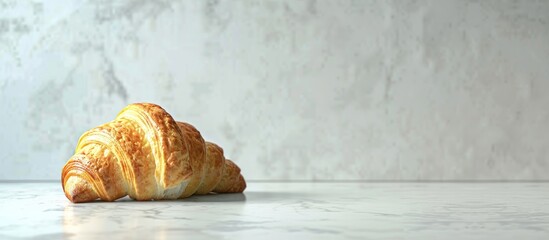 Sticker - Croissant pastry displayed tastefully on a clean white surface radiating a vibrant and inviting atmosphere ideal for various uses with ample copy space image