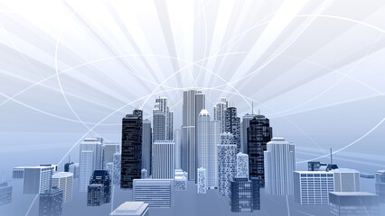 Wall Mural - network city communication technology business 3d illustration