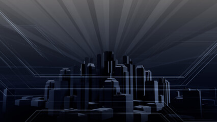Wall Mural - network city communication technology business 3d illustration