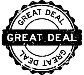 Wall Mural - Grunge black great deal word round rubber seal stamp on white background