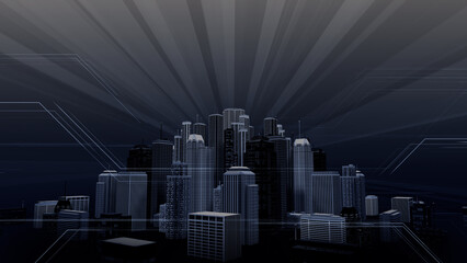 Wall Mural - network city communication technology business 3d illustration