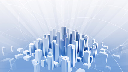Wall Mural - network city communication technology business 3d illustration