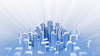 Wall Mural - network city communication technology business 3d illustration