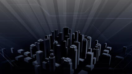 Wall Mural - network city communication technology business 3d illustration