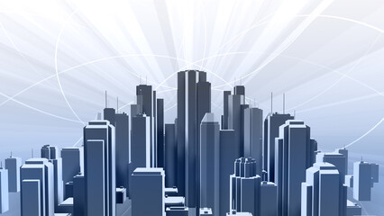 Wall Mural - network city communication technology business 3d illustration