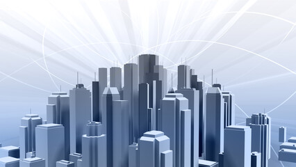 Wall Mural - network city communication technology business 3d illustration