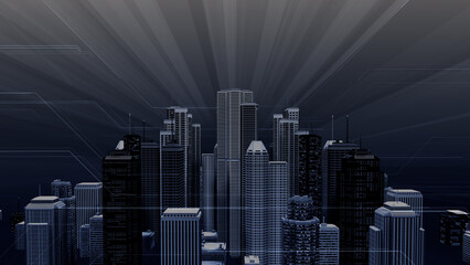 Wall Mural - network city communication technology business 3d illustration