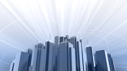 Wall Mural - network city communication technology business 3d illustration
