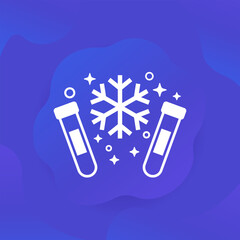 Poster - frozen lab samples, test tubes vector icon