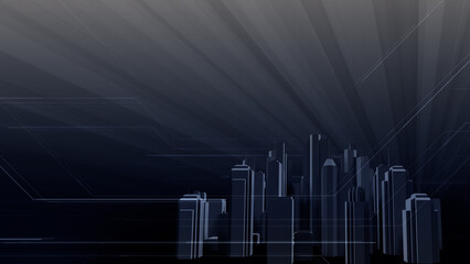 Wall Mural - network city communication technology business 3d illustration