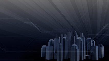 Wall Mural - network city communication technology business 3d illustration