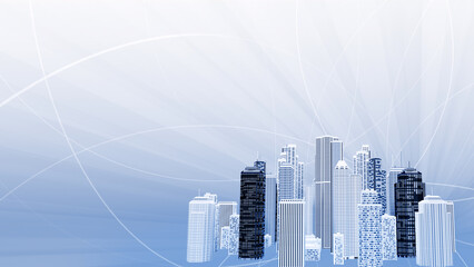 Wall Mural - Network city communication technology business 3D illustration