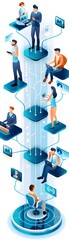 Wall Mural - network of business people working together.