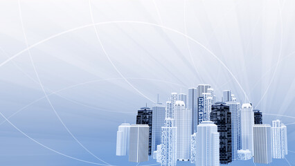Wall Mural - network city communication technology business 3d illustration