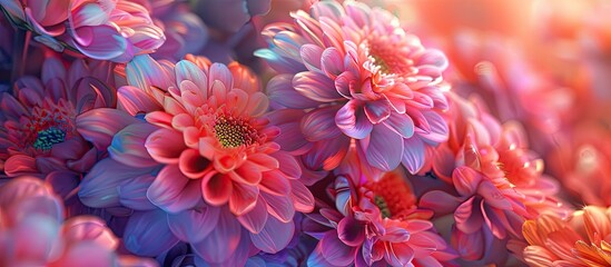 Aufkleber - Vibrant pink blooms bursting with color in a copy space image