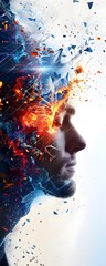 Poster - Abstract Portrait of a Man with Fire and Ice.