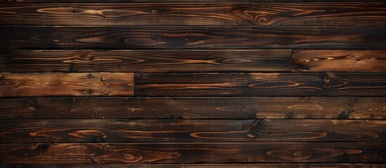 Poster - Horizontal grains on a seamless dark brown wood surface perfect for a copy space image